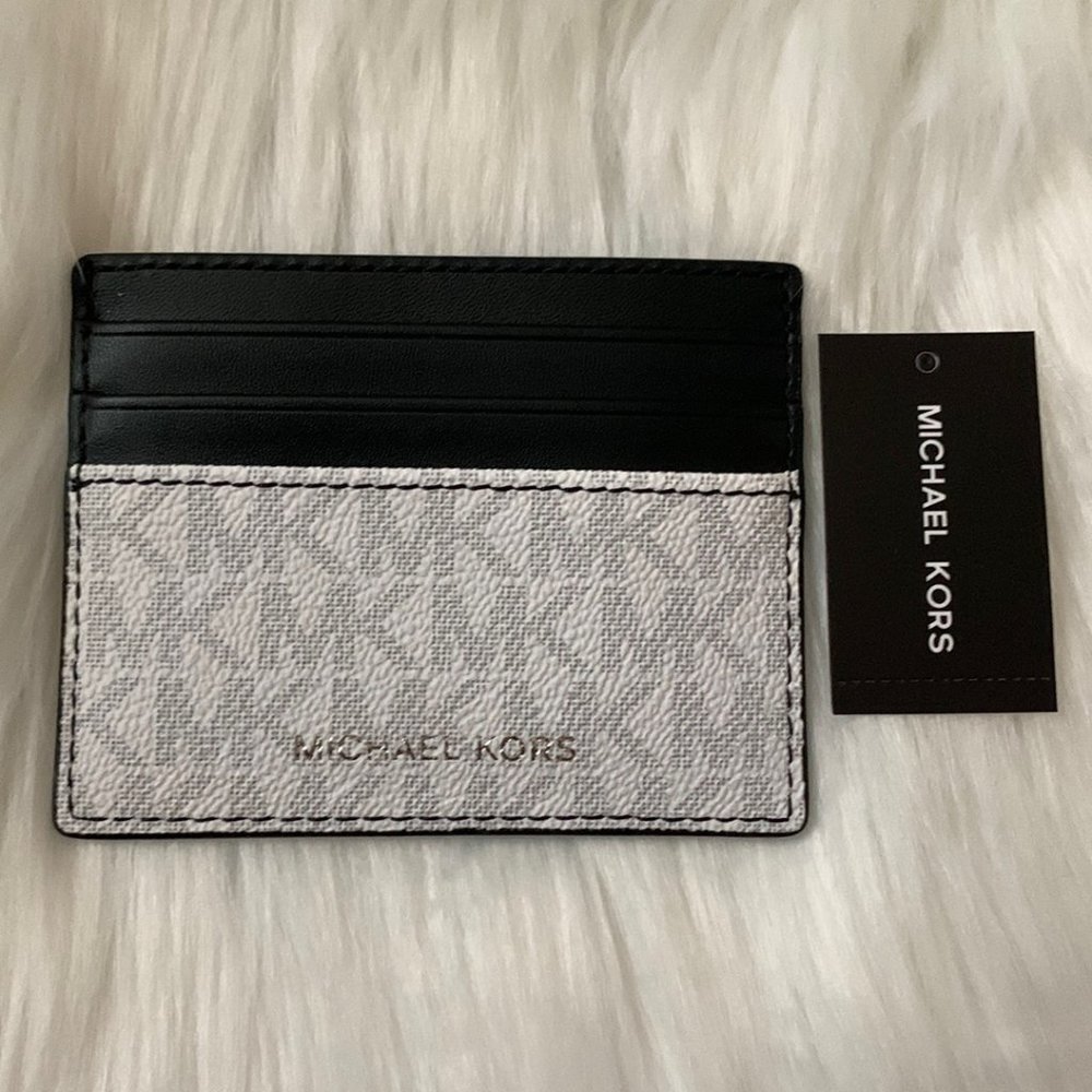 Michael Kors Signature Cooper Tall Card Case in Bright White and Black